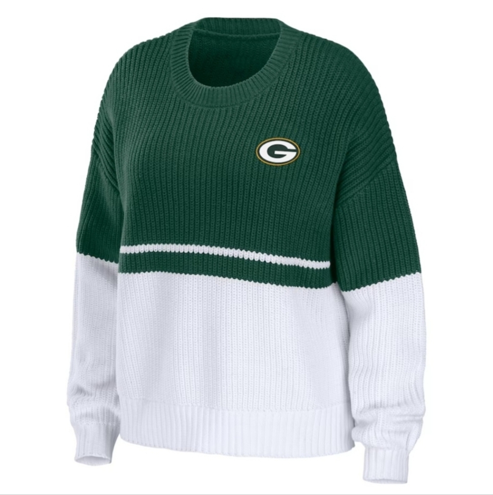 Green Bay Packers WEAR by Erin Andrews Women's Chunky Script Pullover NWT - Picture 2 of 3